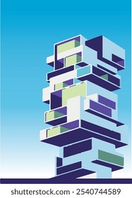 Ilustraciones planas, fondo urbano. Finca, fachadas de edificios residenciales. Orientación de Vertical. Ilustraciones planas, fondo urbano. Juego de Vectores para el juego de Vectores C para cubiertas, impresiones, Anuncios
