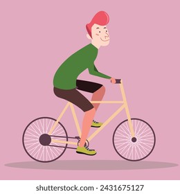 Flat illustrations, vector art, bicycle ride, woman vector, dog vector art, a woman walking with dog.