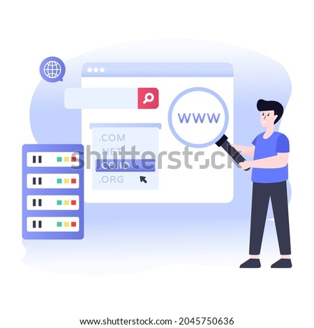 Flat illustrative vector of search domains