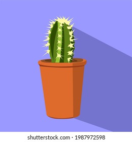 flat ilustration of cactus,in purple background