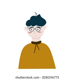 Flat Ilustration character of portrait boy avatar background profile.