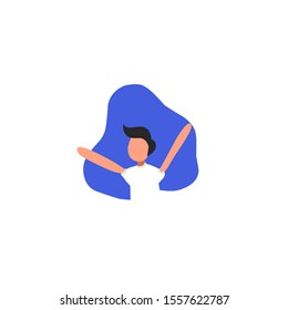 Flat ilustration man sport with blue background HD