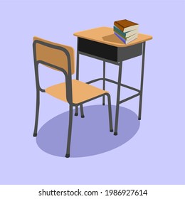 flat ilustration of tables school