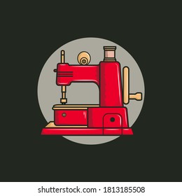 Ilustración plana de la máquina vintage de coser