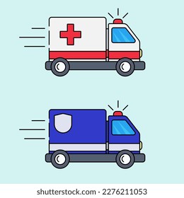 flat image of ambulances and police cars