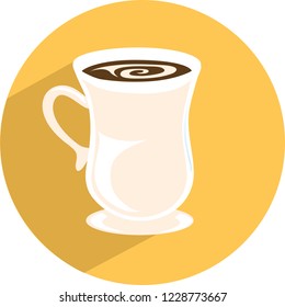 flat image of a cappucino on a circle with a white background