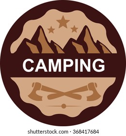 Flat image of circle camping emblem
