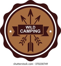Flat image of circle camping emblem