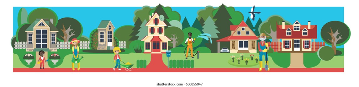 Flat image of Green Street in the suburbs