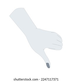 Flat image of a hand with thumb down. Dislike. Vector.