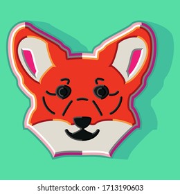 Flat image of head of welsh corgi.