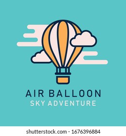 Flat image hot air balloons airship. Aerostat image in lineart style