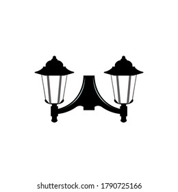 Flat image of latern. Wall lamp icon with two shades. Street light symbol. 
