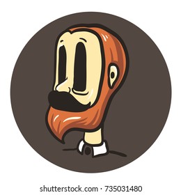 A flat image of a man with a beard in a cartoon style.