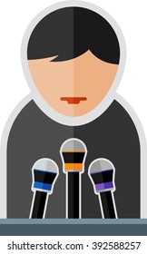 Flat image of man with microphones. Eps 10