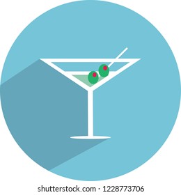 Flat image of a martini with a circle and plain white background