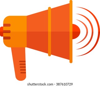 Flat image of orange megaphone