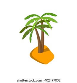 Flat image of palm tree on island. Eps 10
