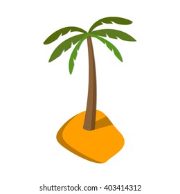 Flat image of palm tree on island. Eps 10