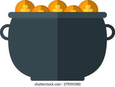 Flat image of pot with coins. Eps 10