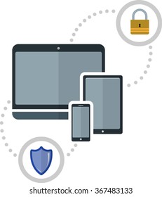 flat image of protection electronic devices. EPS 10