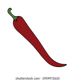 Flat image of a red chili pepper. Vector illustration. Summer season
