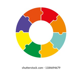 A flat image of a round puzzle for websites and applications, a long shadow