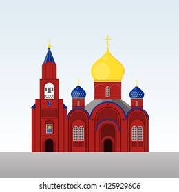 Flat image of the Russian Orthodox Church. Vector illustration