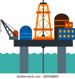 flat image of sea drilling rig and sea