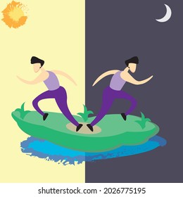 flat image of someone in the day and night