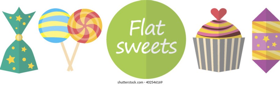 Flat images. Candy and other sweets