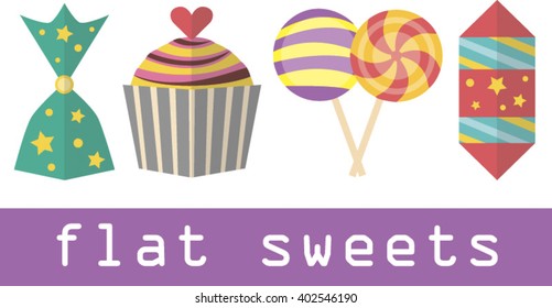 Flat images. Candy and other sweets