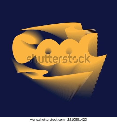 Flat imposed of Hand Drawn wCool Typogrpahy in Yellow Blend on Dark Blue Background