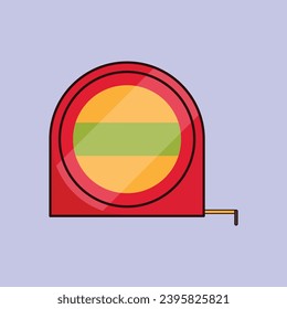 Flat Inch ft Measuring Tape Vector Icon Illustration Height length Measure vector