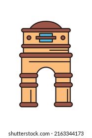 flat indian building illustration over white