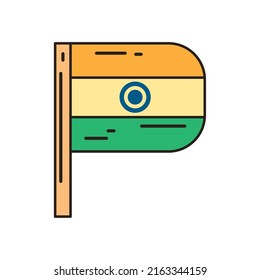 flat indian flag illustration over white