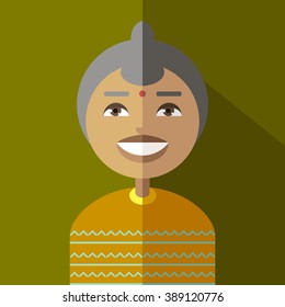 Flat Indian lady character