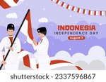 Flat indonesia independence day illustration. Flat vector illustration isolated on white background