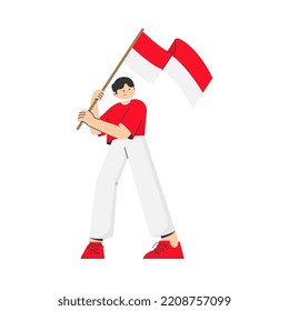 Flat indonesian heroes (Pahlawan Indonesia). independence illustration. youth pledge illustration.