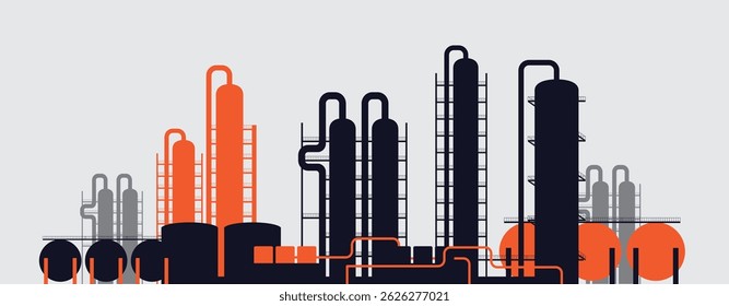 Ilustração de vetor de edifício industrial plano