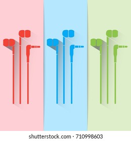 Flat in-ear headphones.Vector