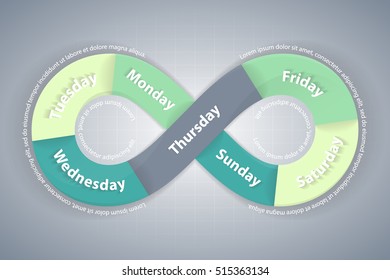 Flat infinity loop infographic week days