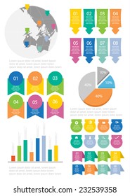 Flat Info graphic element set. vector
