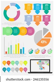 Flat Info graphic element set vector