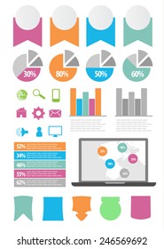 Flat Info graphic element set. vector