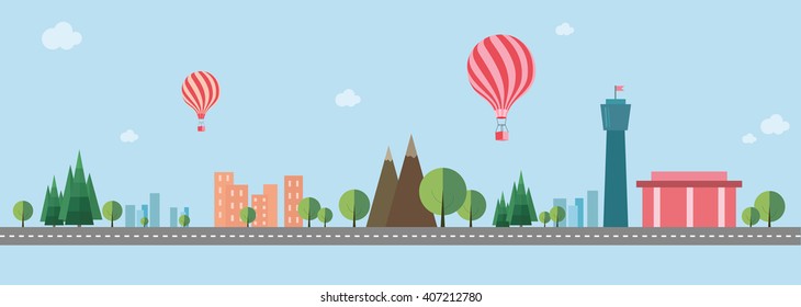 flat info graphics strategy, travel, town,Balloon, information, dream