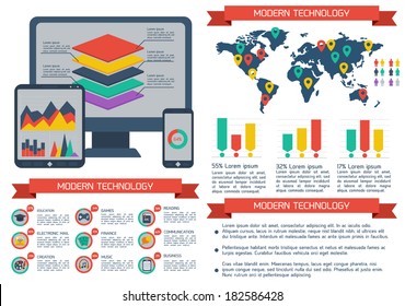 Flat infographic background. Colorful template for you design, web and mobile applications. 