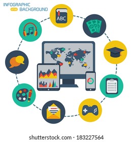 Flat infographic background. Colorful template for you design, web and mobile applications.
