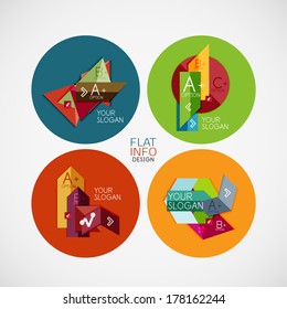 Flat infographic banner design concepts in circle. Can be used as infographic template, business card design, abstract geometric symbols, multipurpose web elements, mobile app templates