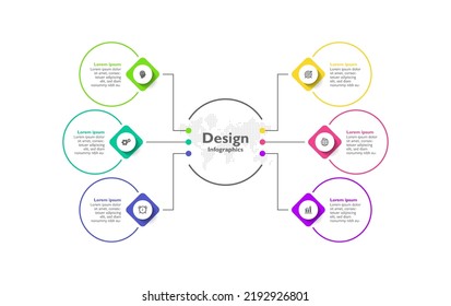 Flat infographic business template circle colorful